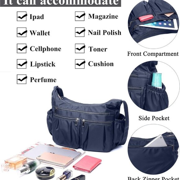 Crossbody Purses for Women Shoulder Handbags Lightweight Waterproof Nylon Travel - Picture 5 of 7